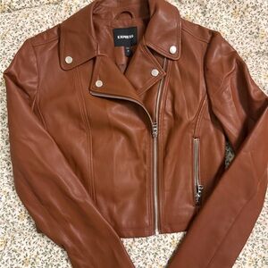 Express Women's Tan Leather Moto Jacket